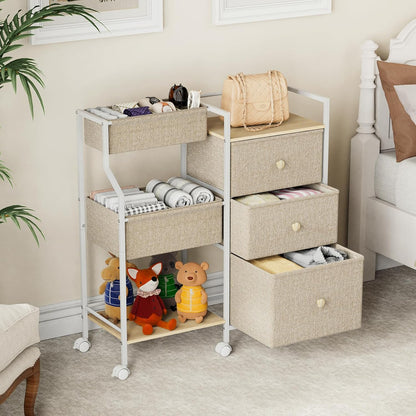 Baby Organizer and Storage - 3 Tier Rolling Cart with Dividers and Drawers, Easy To Assemble