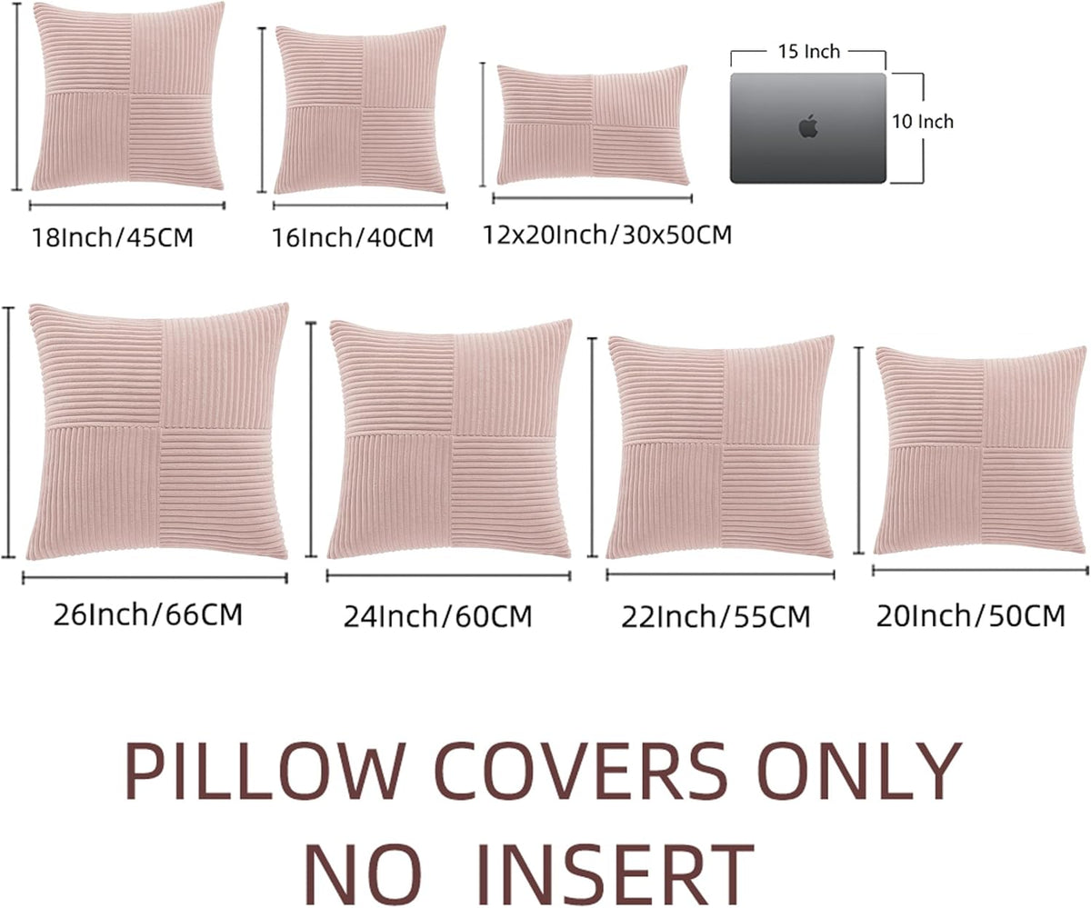 Fancy Homi 2 Packs Blush Pink Lumbar Decorative Throw Pillow Covers 12x20 Inch for Living Room