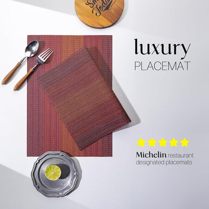 LEXMORE PlaceMats Set of 12 Vinyl/Plastic Woven Place Mats for Kitchen Table Indoor/Outdoor
