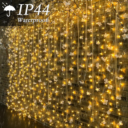 200 LED Curtain String Lights 9.8 * 6.6FT Plug in Fairy with Timer and 8 Modes, Waterproof Window