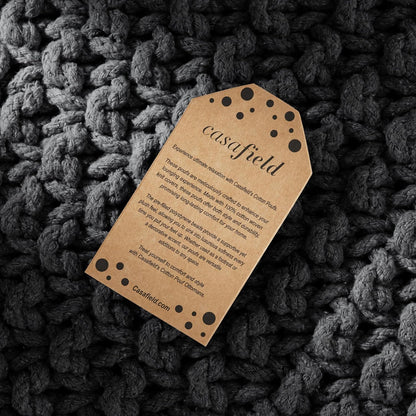 Casafield Square Pouf Ottoman, Black - 18.5" W x 18.5" D x 14.5" H Cotton Knit Foot Stool - Boho