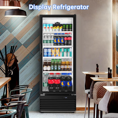 Commercial Beverage Refrigerator, 24.5 Inch 15 Cu. Ft. Drink Fridge, Display Refrigerator with
