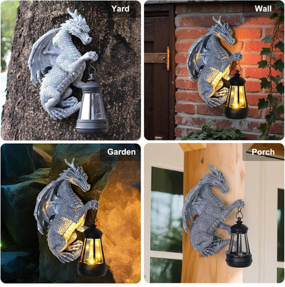 Garden Statues Tree Hugger Dragon - Halloween Dragon Statue Solar Lights Outdoor Patio Wall
