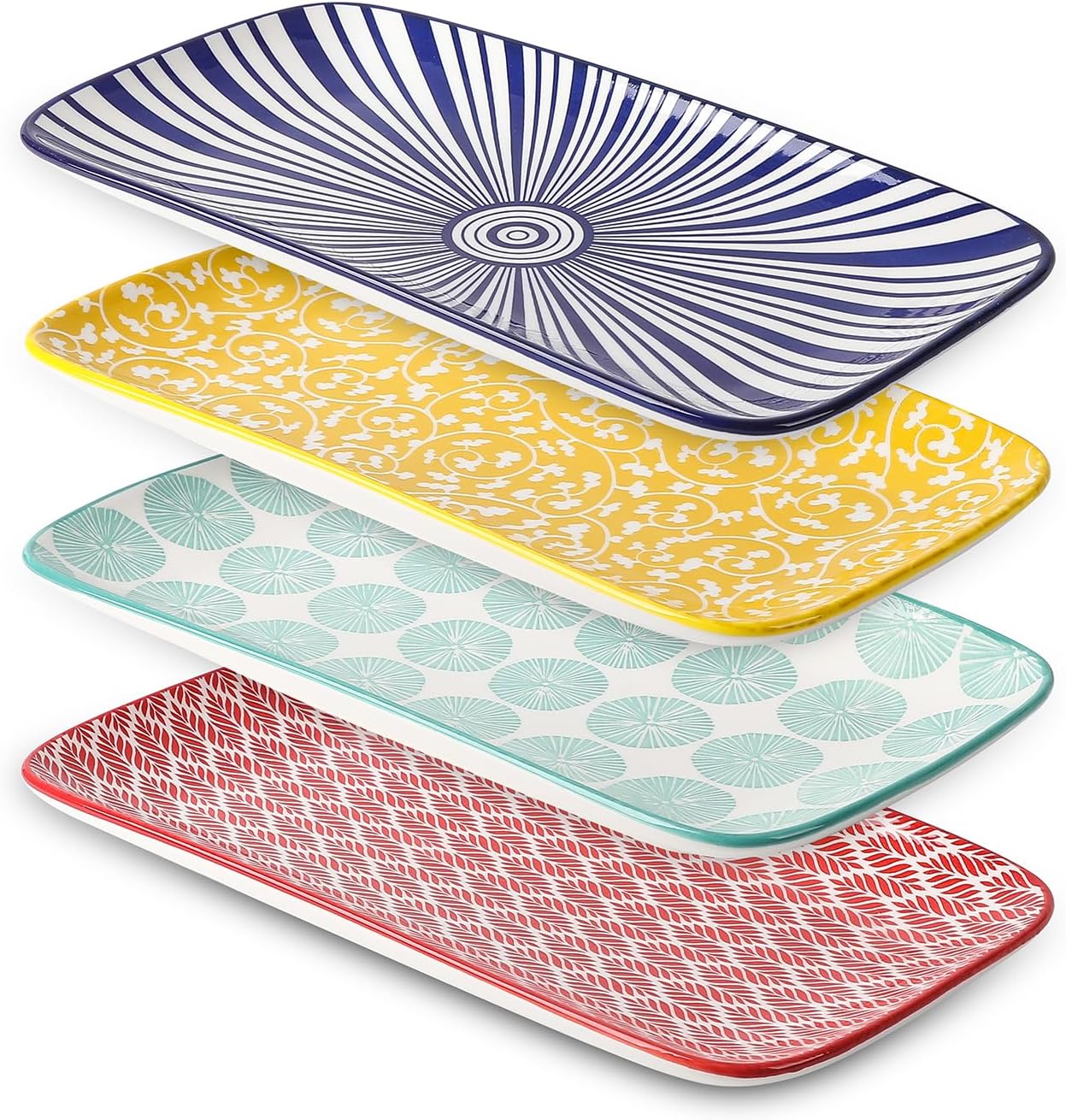 Selamica Ceramic Serving Platters, 14 Inch Serving Trays for Party Entertaining, Large Rectangular