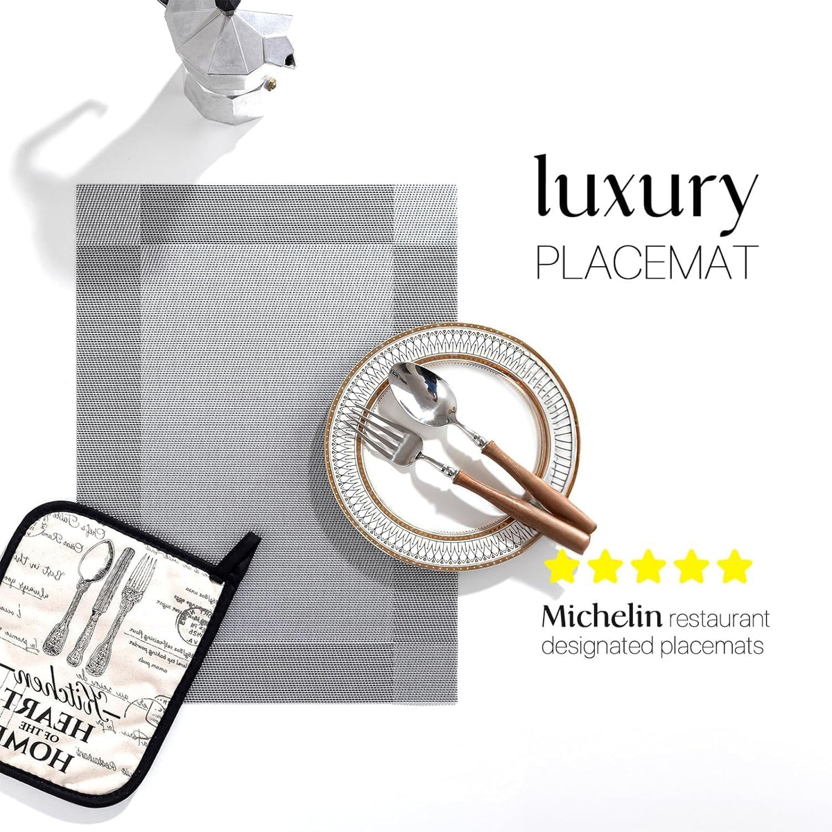LEXMORE PlaceMats Set of 12 Vinyl/Plastic Woven Place Mats for Kitchen Table Indoor/Outdoor