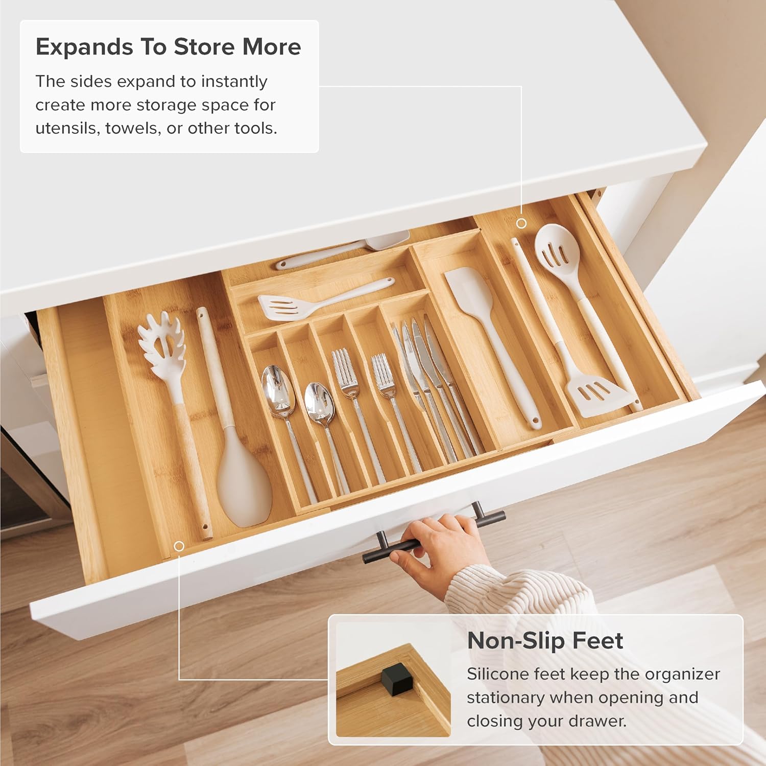Premium Silverware, Flatware and Utensil Organizer for Kitchen Drawers, Food-Safe Contract Grade