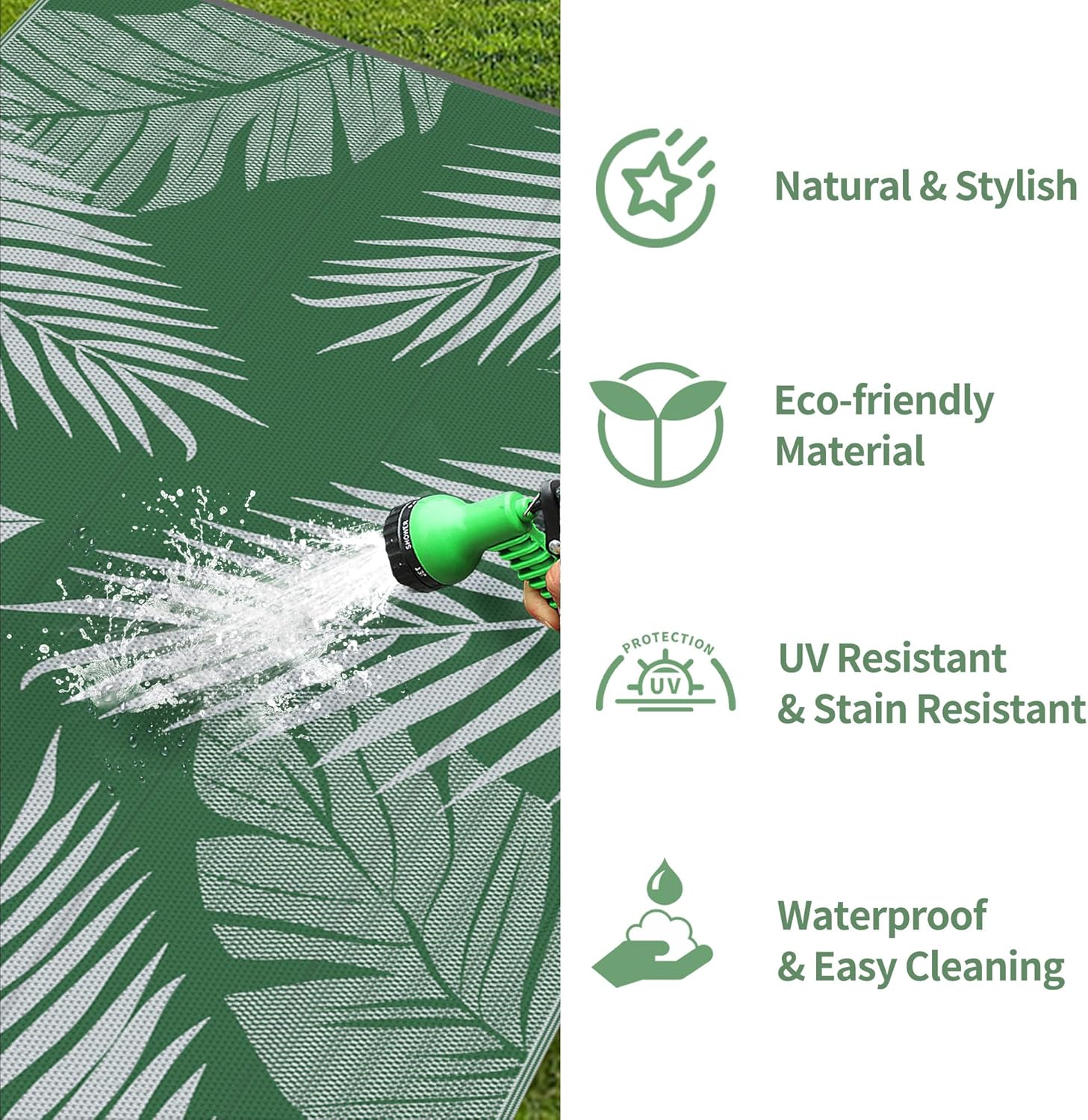 GENIMO Outdoor Rug 6' x 9' Waterproof for Patios Clearance, Reversible Plastic Straw Camping