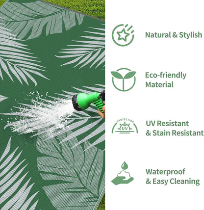 GENIMO Outdoor Rug 6' x 9' Waterproof for Patios Clearance, Reversible Plastic Straw Camping