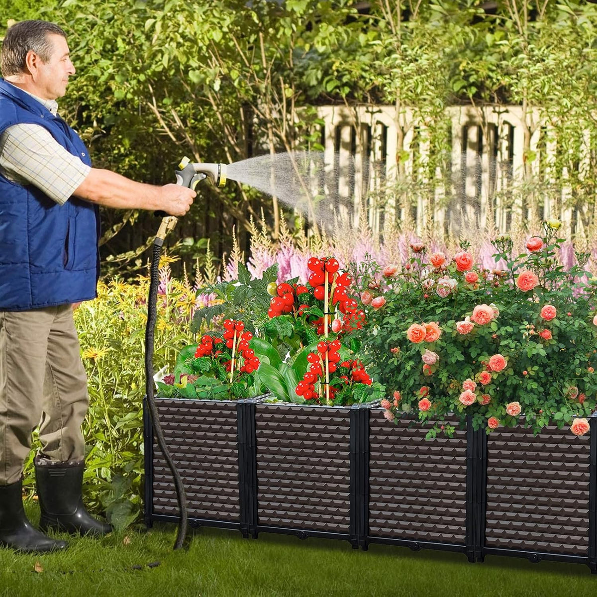 Large Planters for Outdoor Plants - Deepened 20" H, Raised Beds for Gardening Self Watering