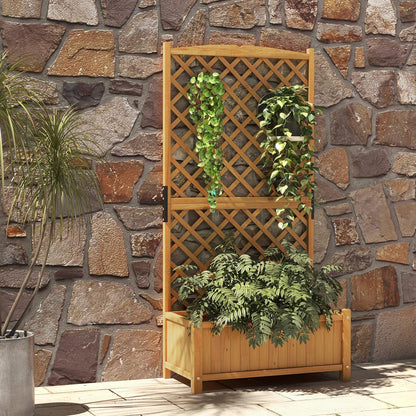 HAPPYGRILL 2 Pcs Raised Garden Bed, 71" Garden Planter with Trellis, Drainage Holes, Freestanding