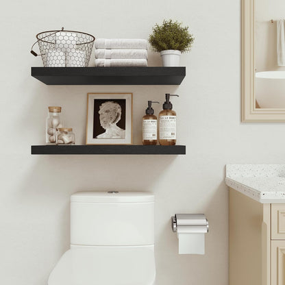 Black Floating Shelves for Wall Mounted, 24 inchs x 9.1” Deep x 1.5” Thick Wall Shelves for