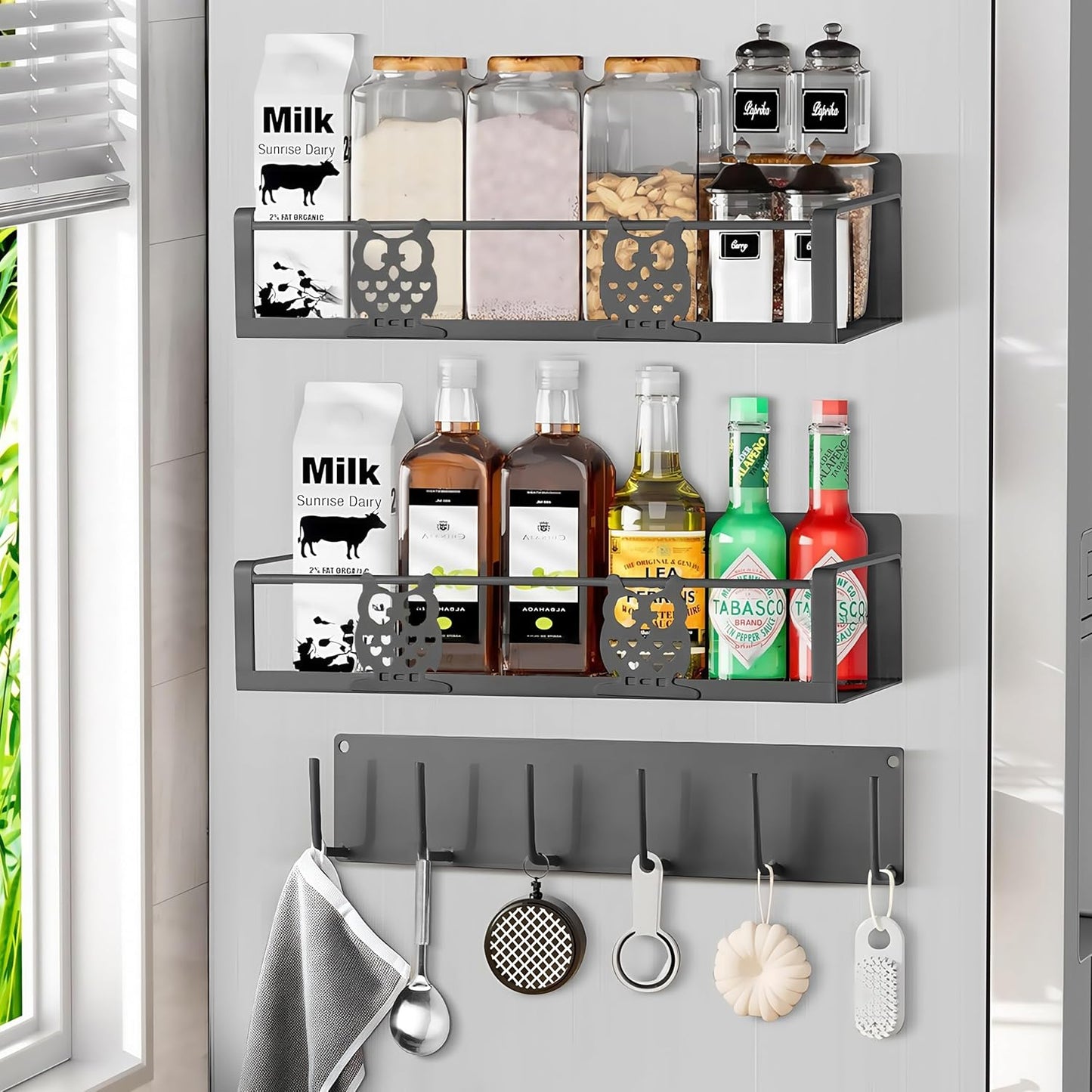 Spice Rack Magnetic for Fridge,Magnetic Fridge Shelf,Spice Shelf,Condiment Organizer,Refrigerator