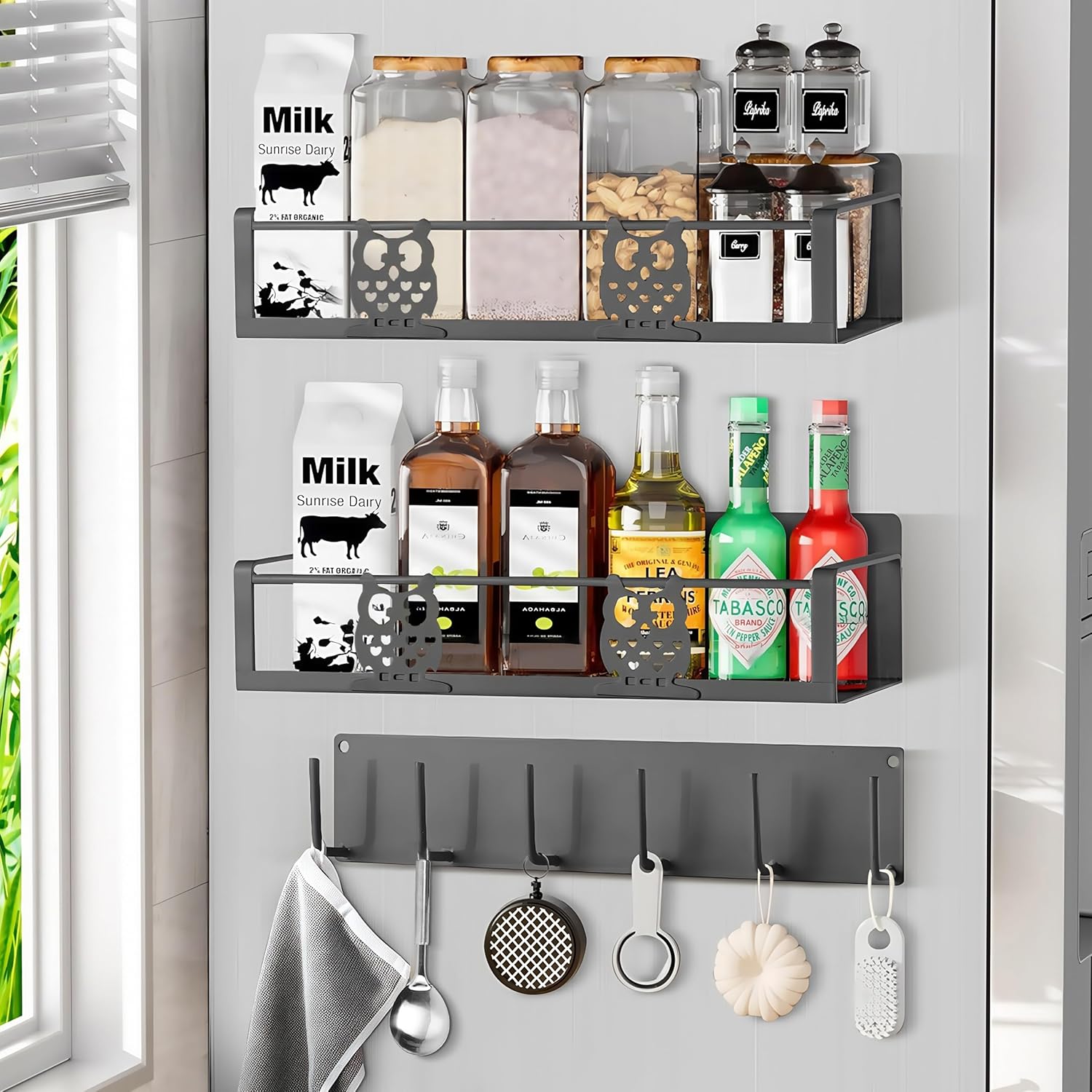 Spice Rack Magnetic for Fridge,Magnetic Fridge Shelf,Spice Shelf,Condiment Organizer,Refrigerator