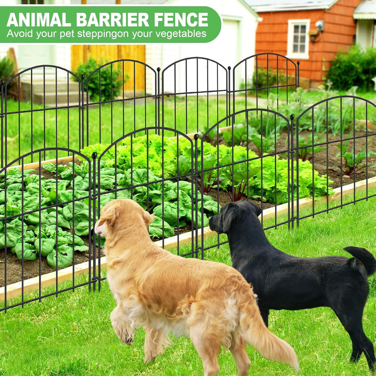 Decoration Garden Fence 17in x 20ft, 20 Pack Rustproof Metal Animal Barrier Fence, Arched Flower