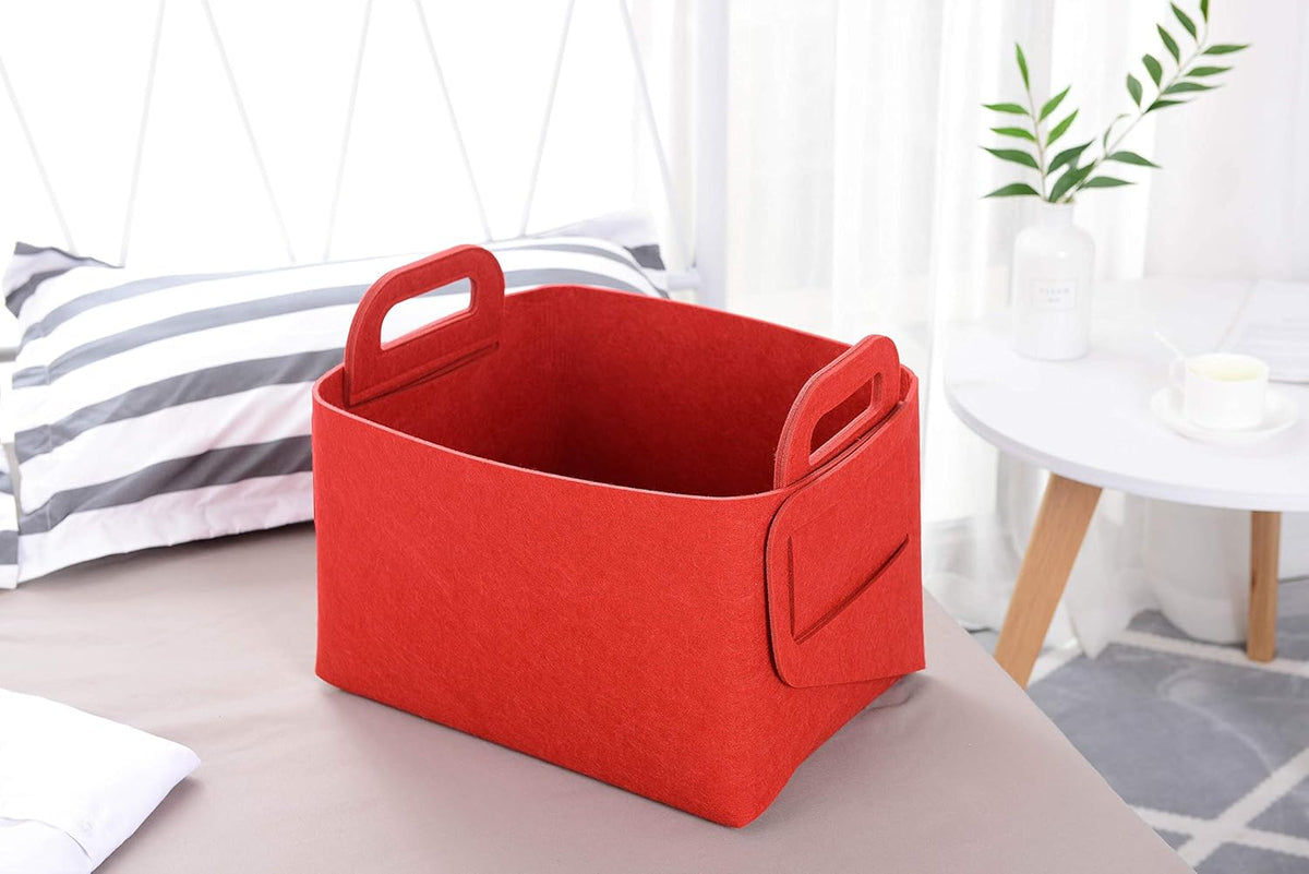 Minoisome Storage Basket Felt Storage Bin Collapsible& Convenient Box Organizer with Carry Handles