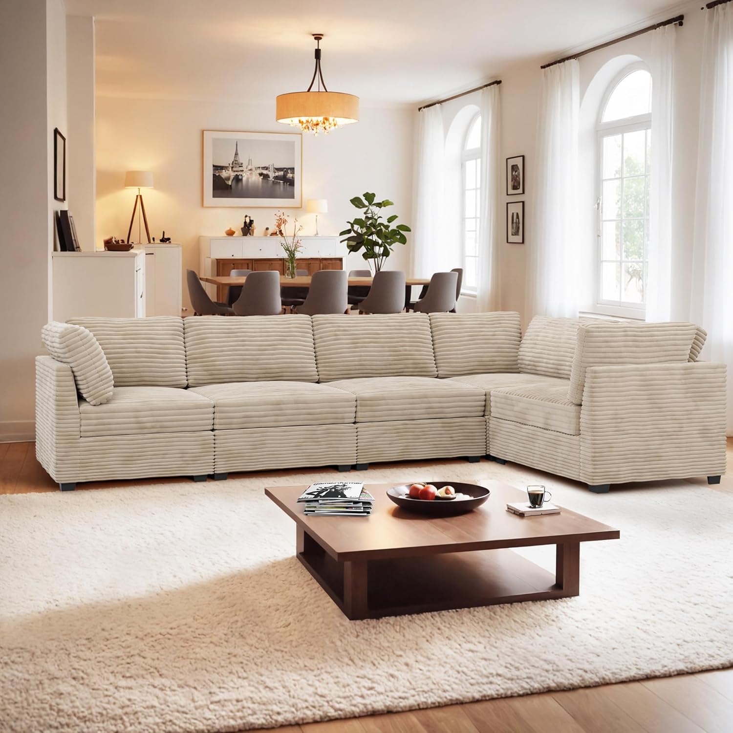 ovios Sectional Sofa Couch with L-Shape Chaise Convertible, Comfy Modular Cloud Couches with Deep