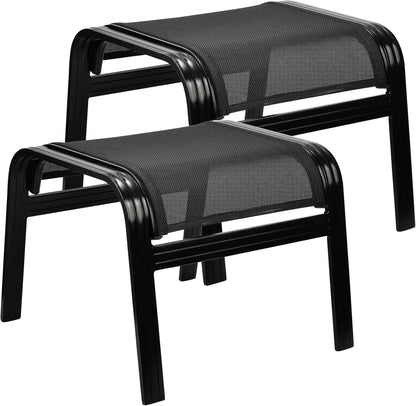 Patio Outdoor Ottoman Assembled Aluminum Footstools Small Seat Side Table Footrest for Balcony