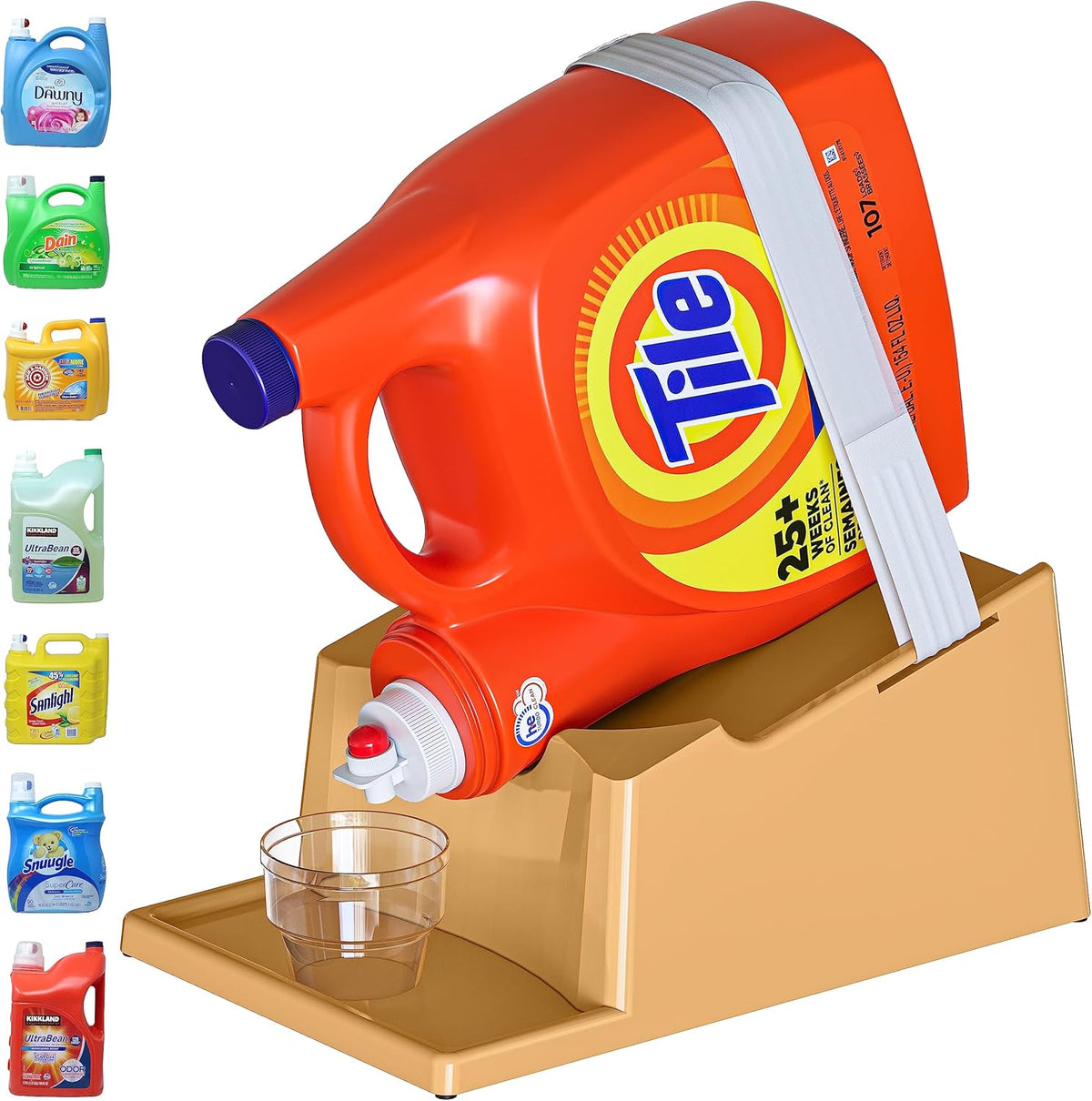 TidyFriend Laundry Detergent Holder Stand with Drip Tray, Laundry Soap Holder with Non-Slip Rubber