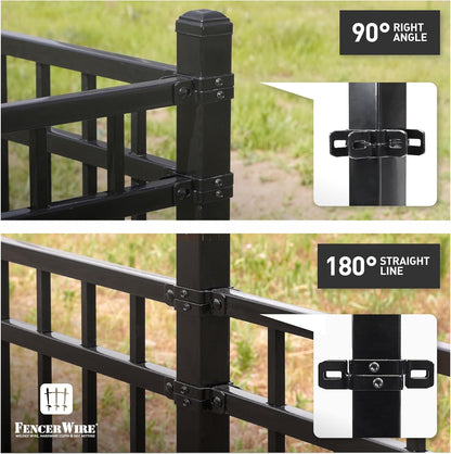 Fencer Wire Heavy Duty Garden Fence Bracket Set, 5 Pieces Metal Steel Connectors for Post and Panel