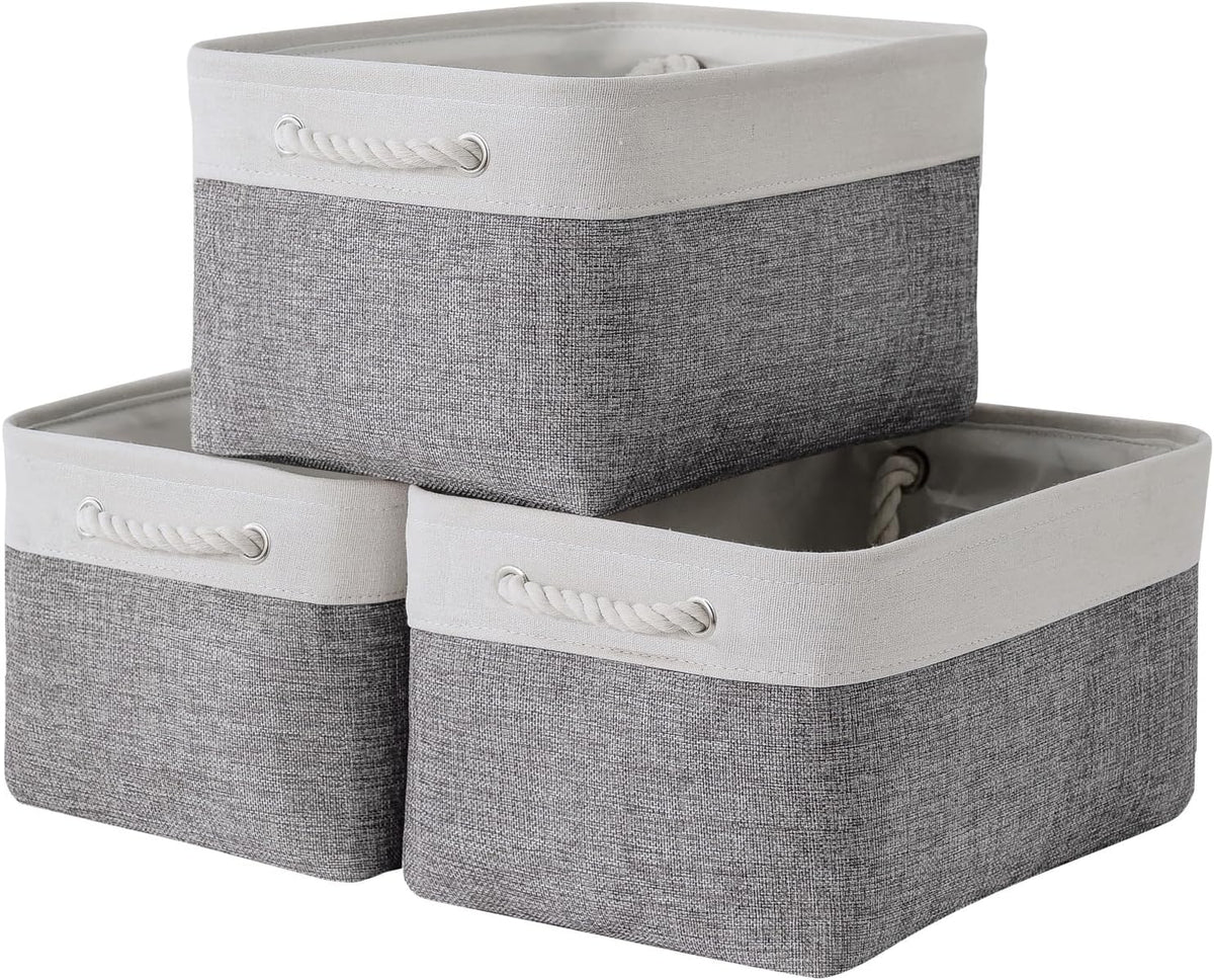 TheWarmHome Storage Bins for Shelves - 13.8L×9.8W×6.7H inch 3 Pack Medium Collapsible Storage
