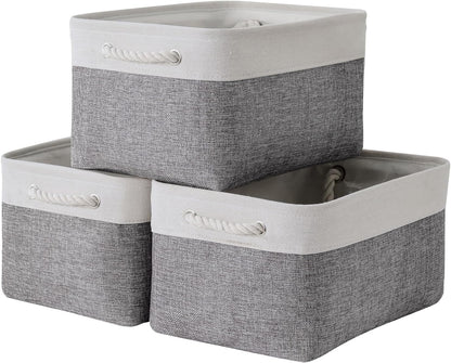 TheWarmHome Storage Bins for Shelves - 13.8L×9.8W×6.7H inch 3 Pack Medium Collapsible Storage