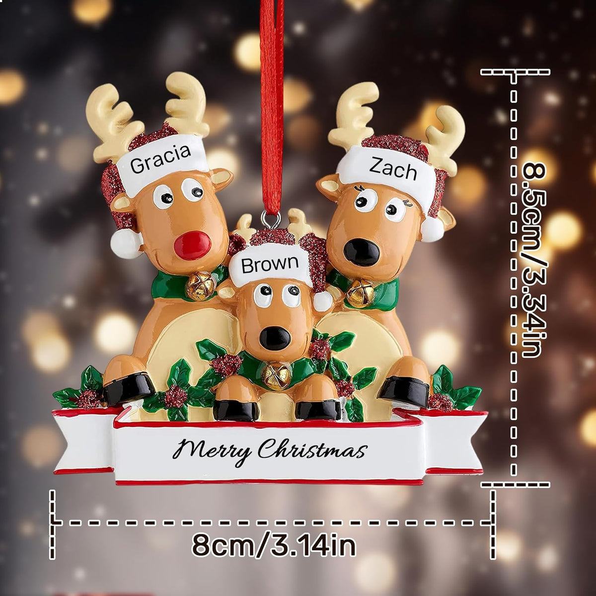 Personalized Christmas Ornaments 2025, Custom Reindeer Family Ornaments for Trees with Names