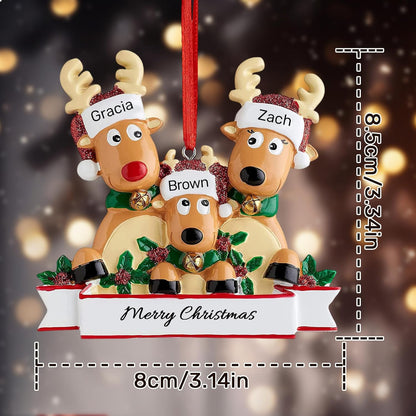 Personalized Christmas Ornaments 2025, Custom Reindeer Family Ornaments for Trees with Names