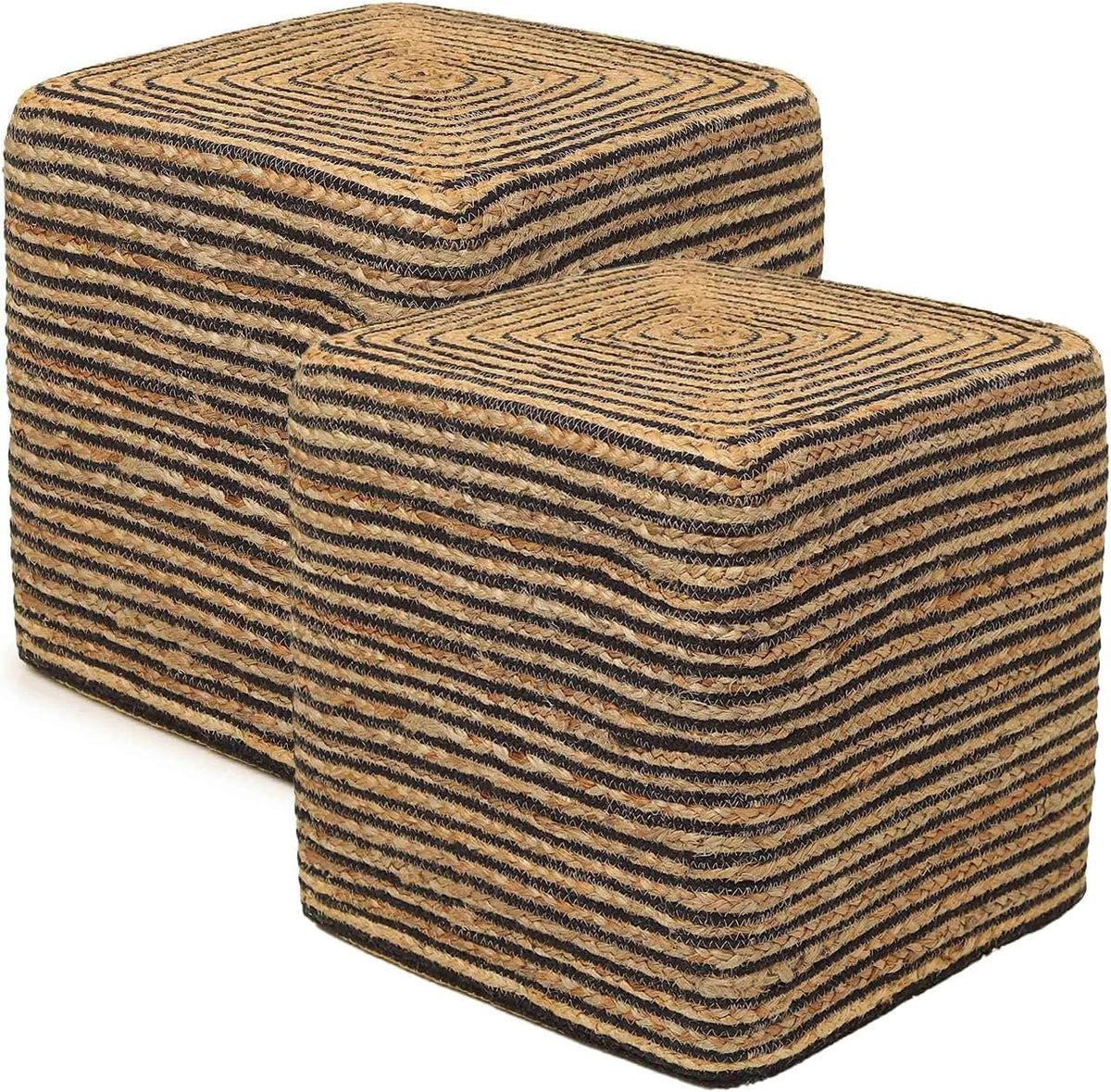 REDEARTH · Cube Pouf Foot Stool Ottoman - Jute Braided Pouffe Poof Accent Sitting Footrest for The
