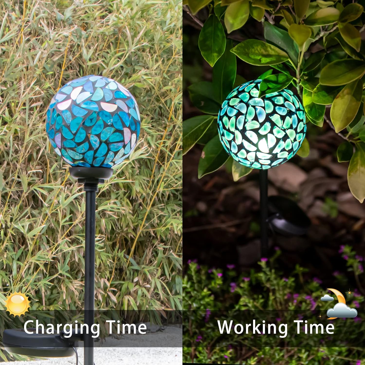 VCUTEKA Solar Lights Outdoor Decorative - Mosaic Solar Garden Light Waterpoof LED Pathway Stake