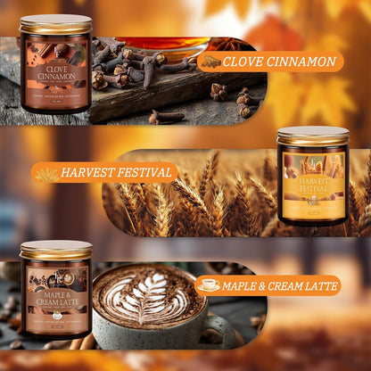 Fall Candles Set, 6 Pack Candles for Home Scented Natural Soy Wax, Autumn Gifts Set for Women Men