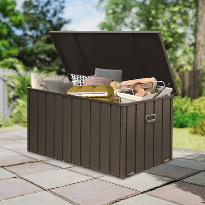 Domi Deck Box 190 Gallon, Waterproof Lockable Steel Outdoor Storage Container for Outside Cushions