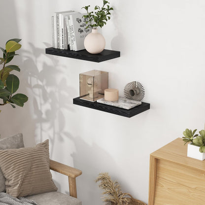Fun Memories Black Floating Shelves 16 Inch Long, 9 Inch Deep Wall Shelf for Bathroom, 16 x 9
