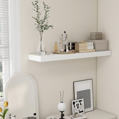 White Floating Shelves for Wall - 48 Inch Wide x 12 Inch Deep Wall Shelves Set of 1 - Rustic Wood