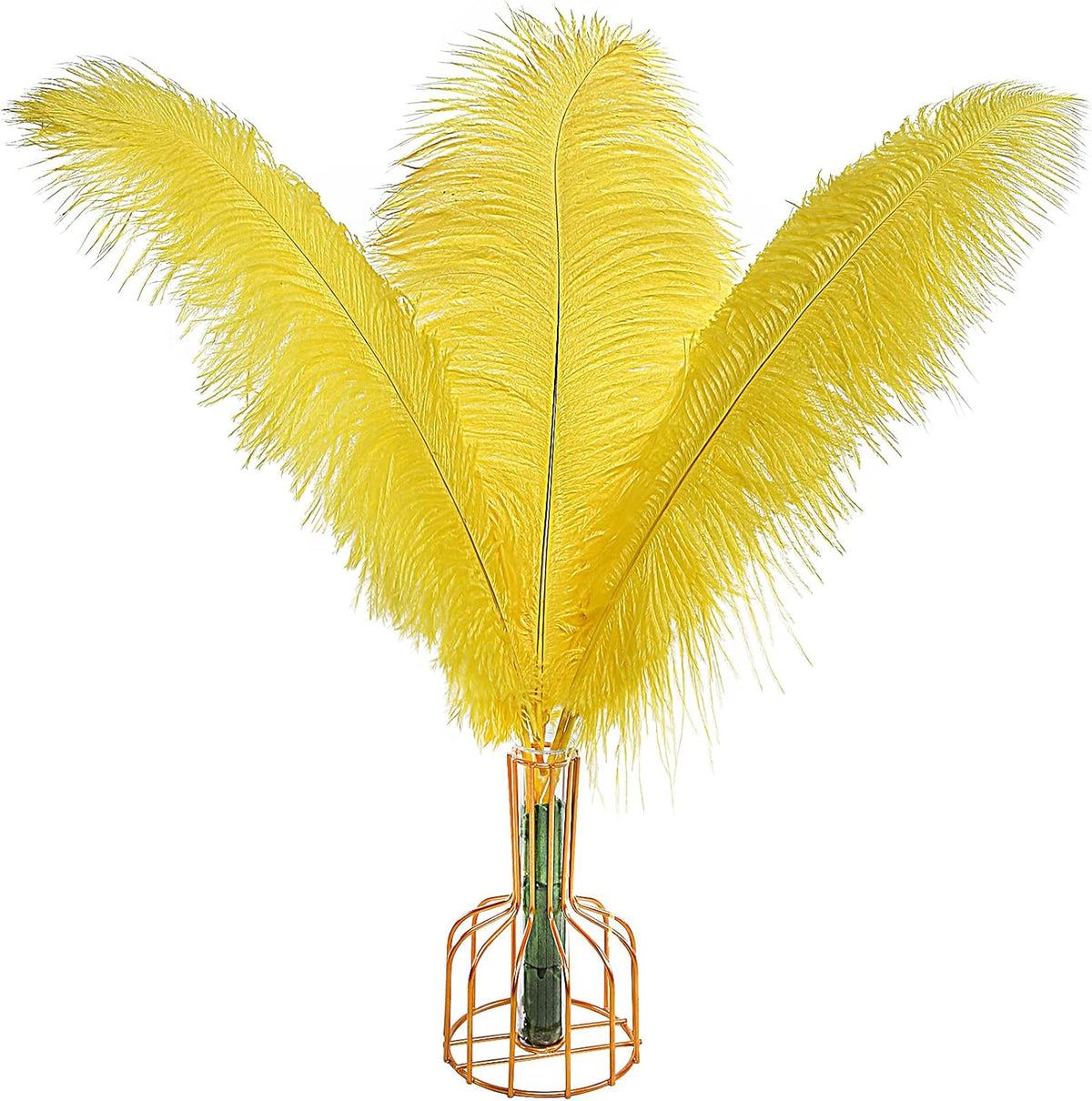 THARAHT Yellow Ostrich Feathers 12pcs Large Natural Bulk 14-16Inch 35cm-40cm for Wedding Party