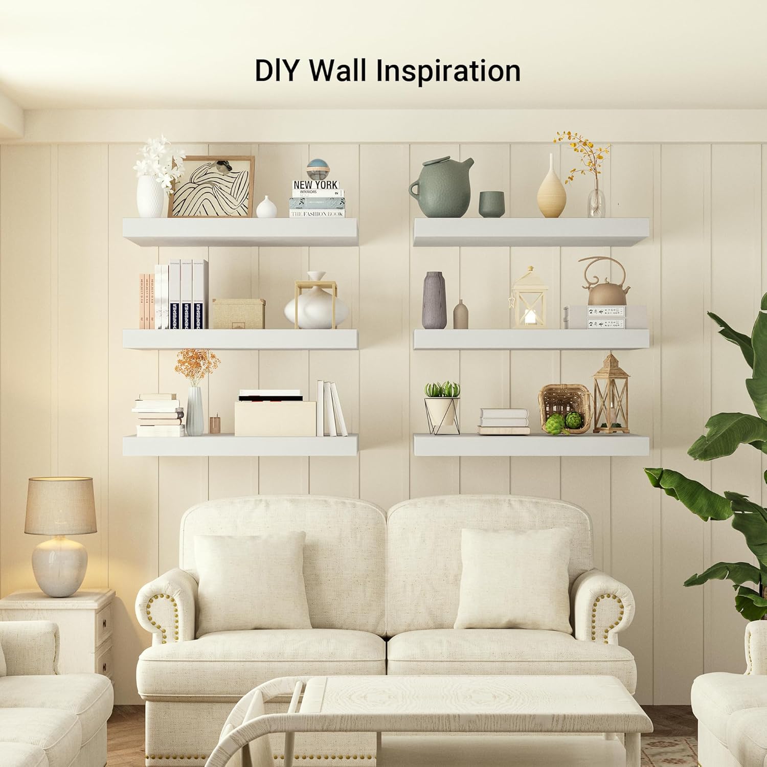 Heimlove 12" Deep Floating Shelves, 36 x 12 Inch Wall Mounted Long Floating Shelf with Invisible