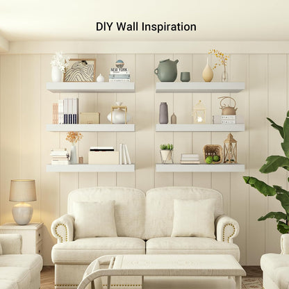 Heimlove 12" Deep Floating Shelves, 36 x 12 Inch Wall Mounted Long Floating Shelf with Invisible