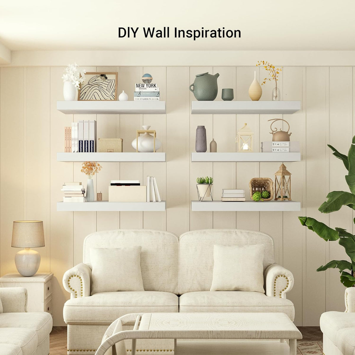 Heimlove 12 Inch Deep Floating Shelves, 48 x 12 inches Long, Large Display & Storage Shelf, Rustic