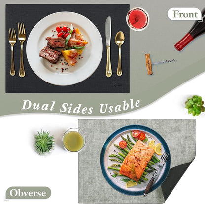SUEH DESIGN Leather Placemats Set of 6 Reversible Table Mats Heat Resistant Waterproof No-Slip