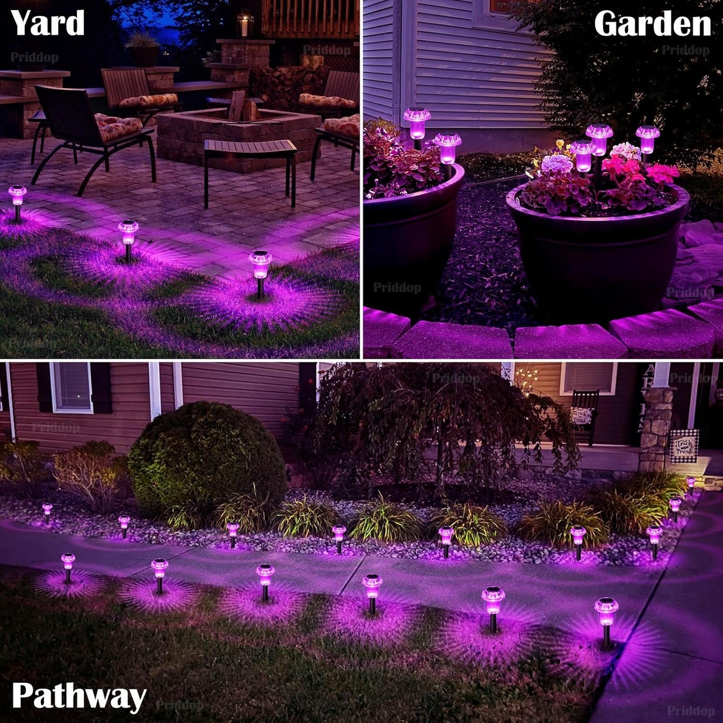 Halloween Solar Lights Outdoor 8 Pack Purple LED Waterproof Mushroom Outside Lights for Yard Garden
