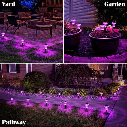 Halloween Solar Lights Outdoor 8 Pack Purple LED Waterproof Mushroom Outside Lights for Yard Garden
