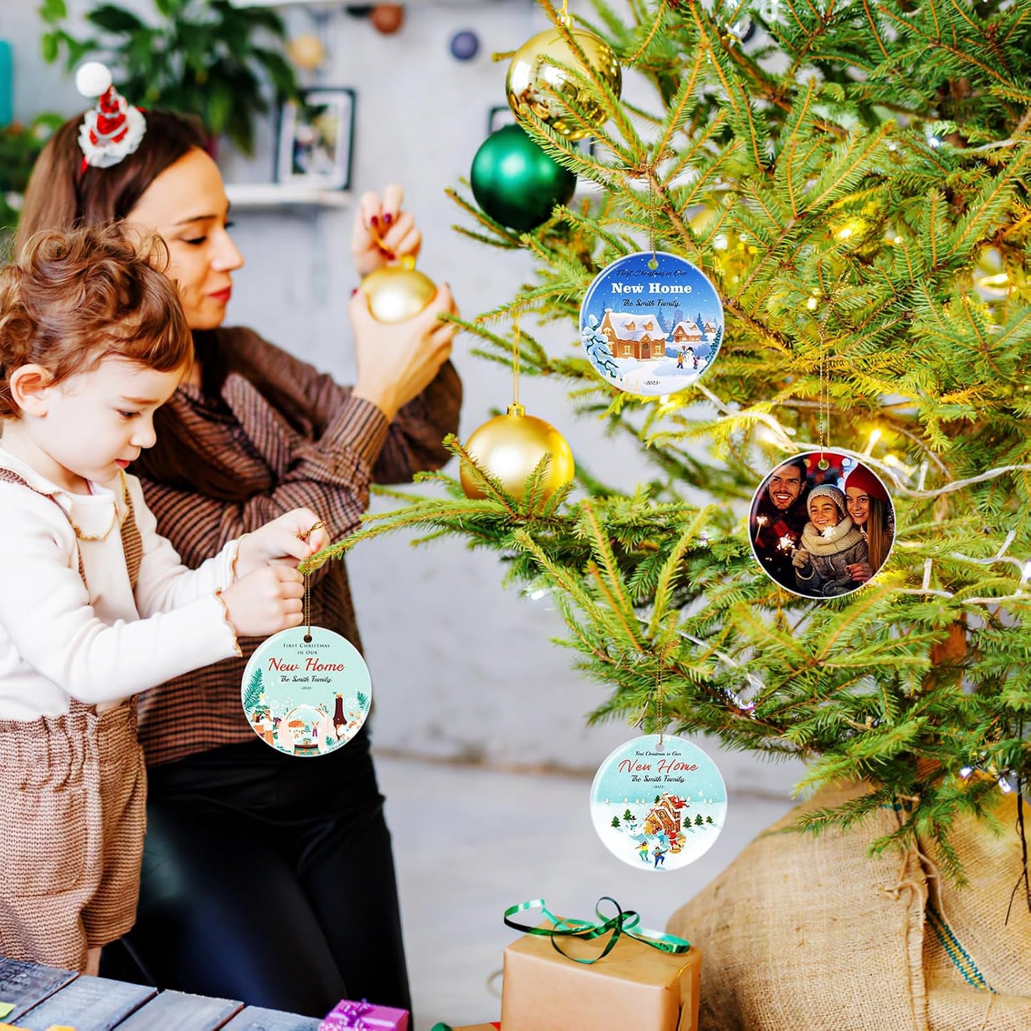 Personalized First Christmas in Our New Home Hanging Ornament 2025, Ceramic Custom Christmas Photo