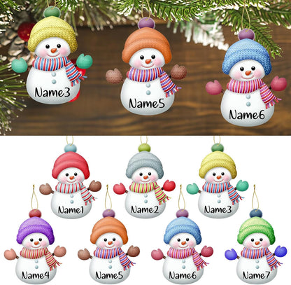 Personalized Christmas Ornaments,7pcs Custom Snowman Ornaments with Name Customized Family Ornament