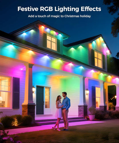 POOFZY Permanent Outdoor Lights for House, 100ft RGB+IC Smart Outdoor Decor, 50 Scene Modes