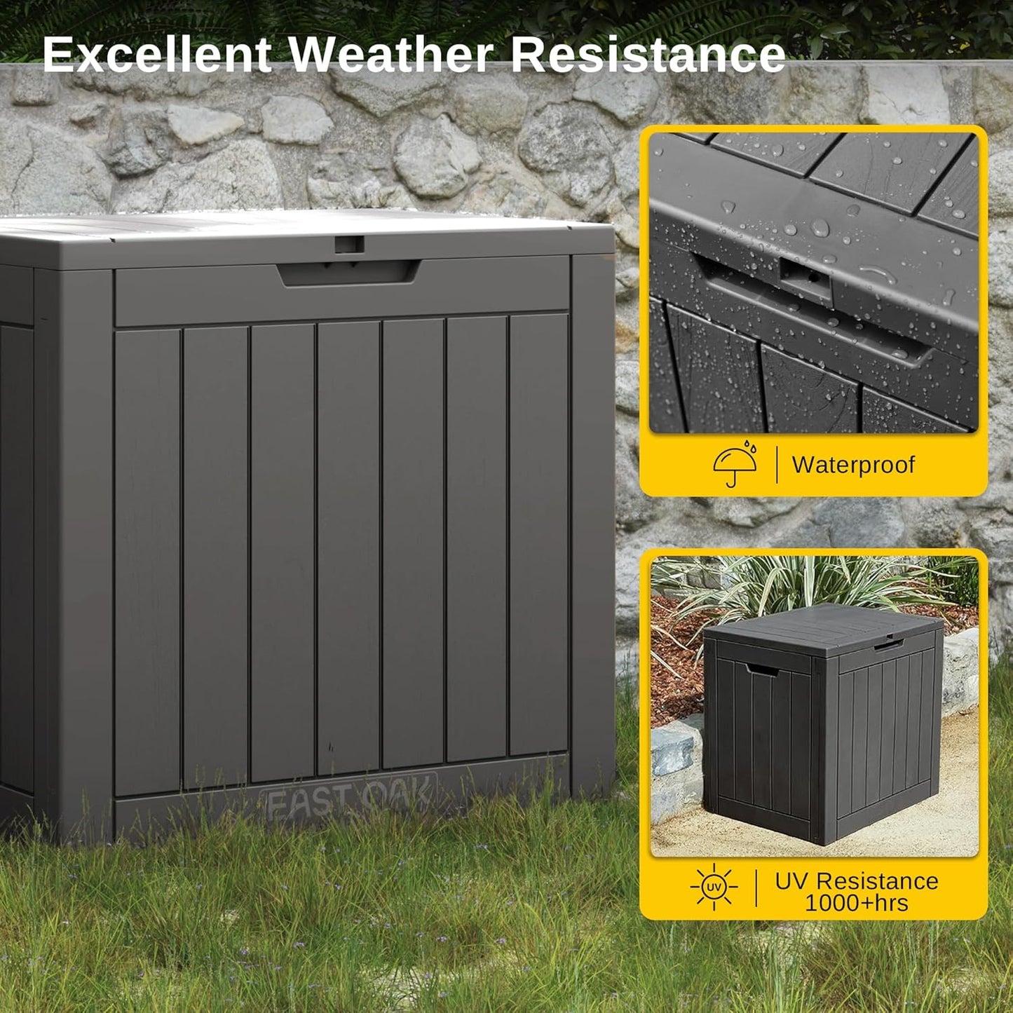 EAST OAK Outdoor Storage Box, 31 Gallon Deck Box, Waterproof Resin Storage Bin for Patio Cushions