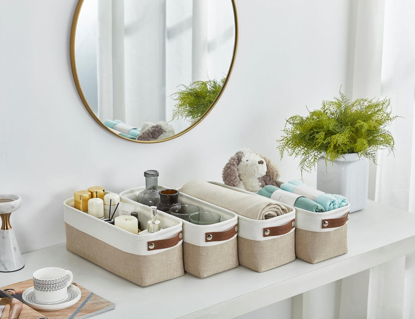 DECOMOMO Narrow Storage Bins Small Baskets for Organizing Bathroom, Toilet Tank, Towel Storage