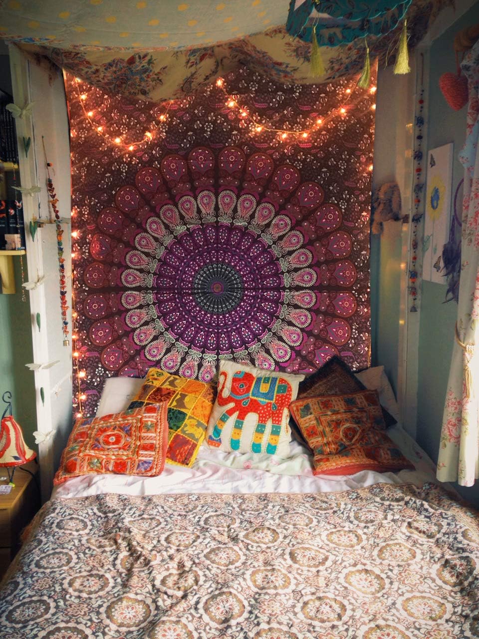 raajsee Purple Tapestry- Best Mandala Wall Hanging- Bedding Tapestry For Bedroom Aesthetic-Size