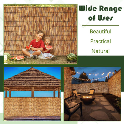Barydat 1 Pcs 4 x 16.4 ft Bamboo Privacy Screen, Reed Fence Roller Patio Decorative Fences Reed