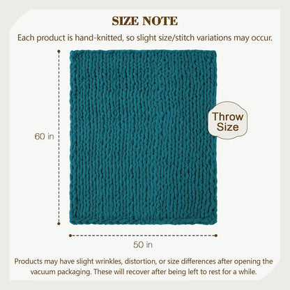 Carriediosa Chunky Knit Throw Blanket 50" X 60", 100% Hand Made Large Chenille Loop Yarn Soft
