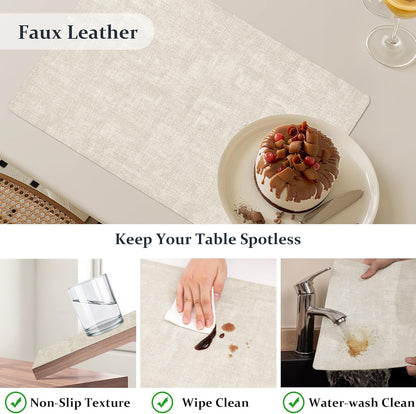 FROMHEART Faux Leather Placemats Set of 8–Waterproof,Heat/Oil Stain-Resistant PU Table