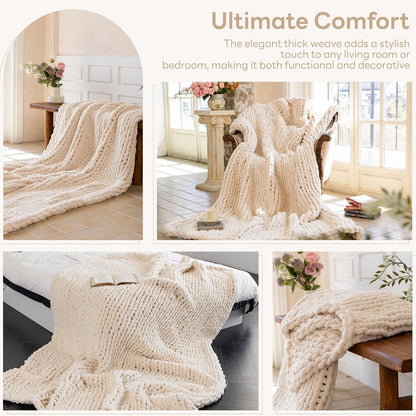 Chunky Knit Blanket - Luxury Soft Cozy 40 * 50 Throw Blanket,100% Woven Blanket Rope Knot Throw